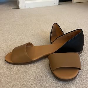 J. Crew Factory Two Tone Peep-Toe Flats